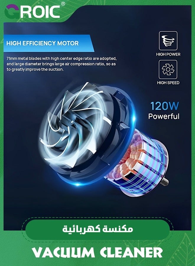GROIC Cordless Vacuum Cleaner, 120W/12000PA Powerful Suction Stick Vacuum with 30min Long Runtime Detachable Battery, 4 in 1 Lightweight Quiet Vacuum Cleaner,Dry-wet dual-purpose Automobile Vacuum Cleaner - Image 5