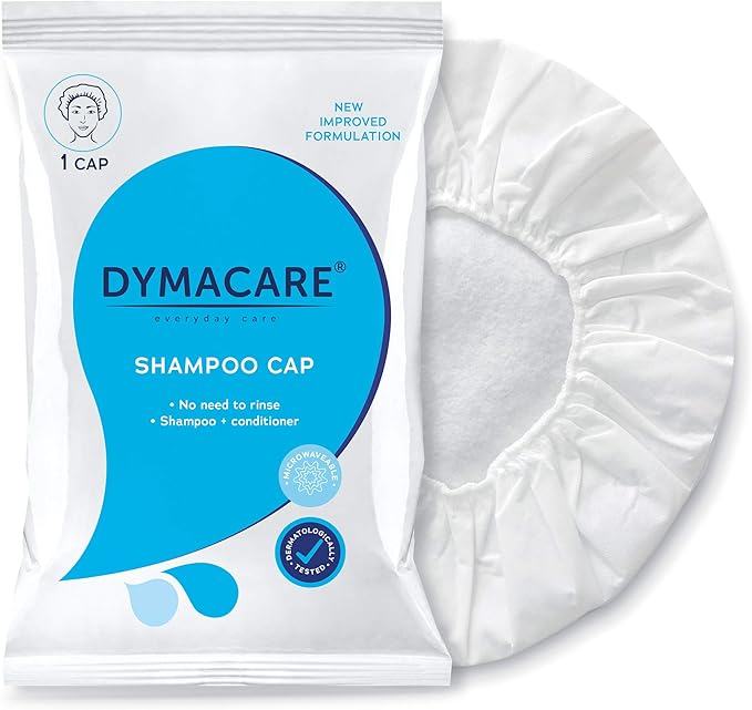 DYMACARE No Rinse Shampoo Cap Rinse Free Shower Cap that Shampoos Conditions pH Balanced Microwaveable No Rinse Waterless Hair Wash 12 Caps - Image 2