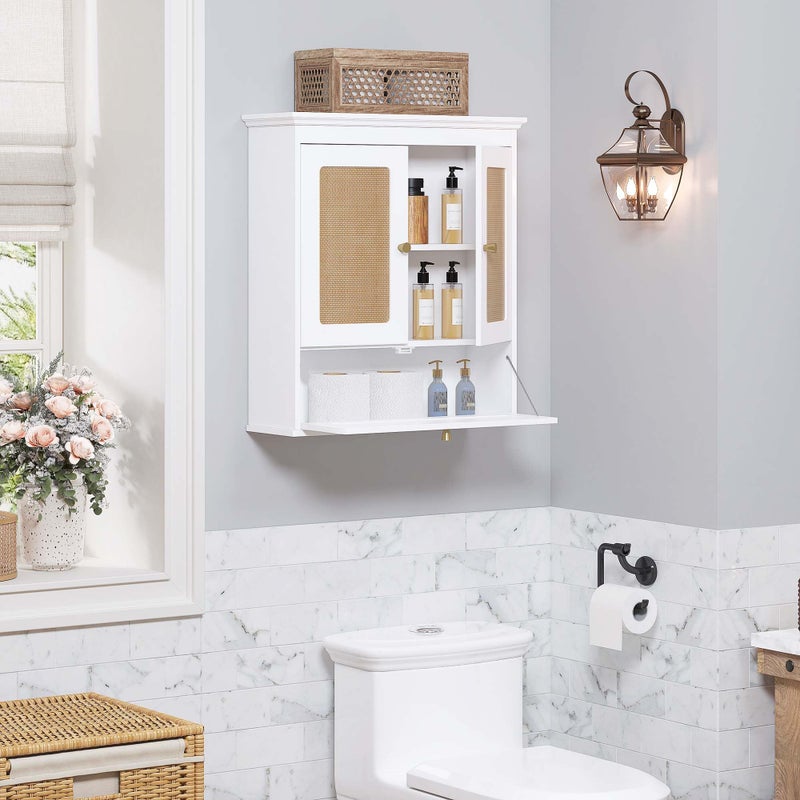Spirich Bathroom Wall Cabinet Over Toilet, Boho Rattan Medicine Cabinet with Adjustable Shelf, Space-Saving Wall Mount Storage - Image 3