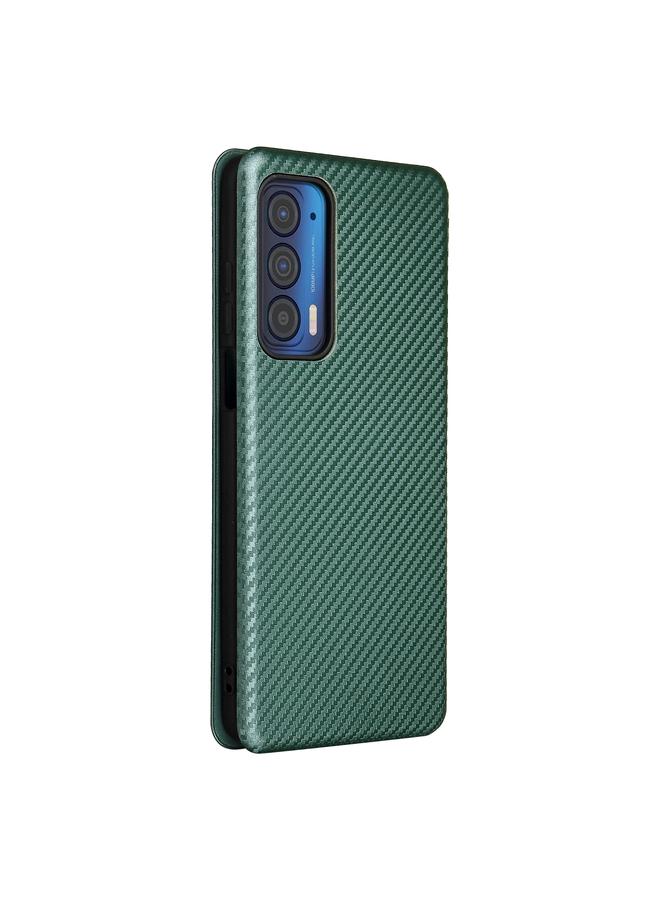 اس-توب جراب لهاتف Motorola Edge 2021 مصنوع من الجلد ومصنوع من ألياف الكربون مع فتحة للبطاقة - Image 3