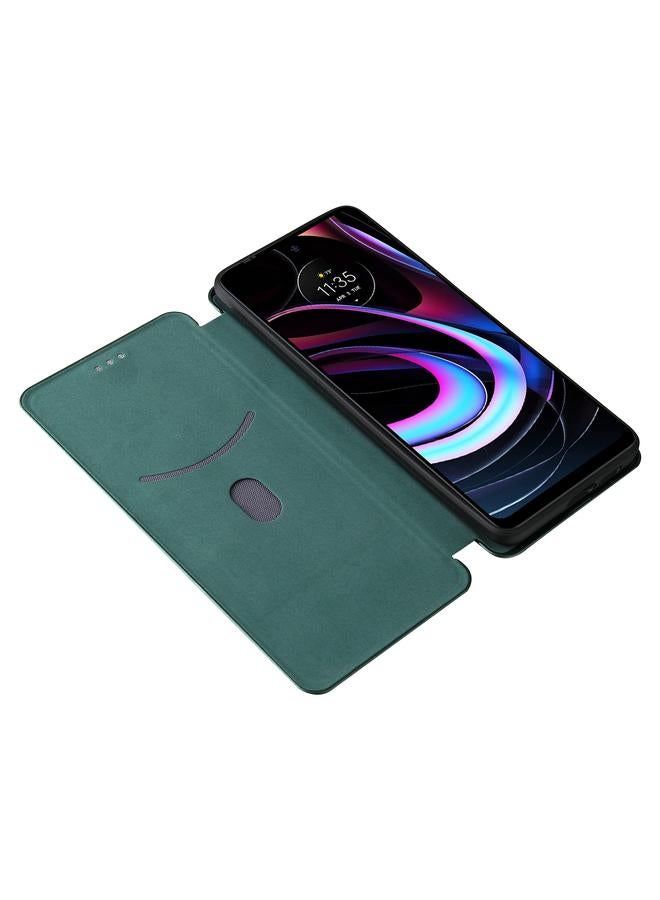 اس-توب جراب لهاتف Motorola Edge 2021 مصنوع من الجلد ومصنوع من ألياف الكربون مع فتحة للبطاقة - Image 5