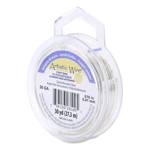 Artistic Wire, 26 Gauge Silver Plated Tarnish Resistant Colored Copper Craft Wire, Tarnish Resistant Silver, 30 yd - Image 1