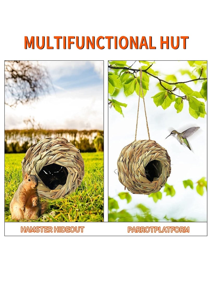SYOSI Pack Hanging Hummingbird Nest House for Outside, Ball Shape, Hand Woven, Durable Sturdy, Made of Natural Grass, Perfect for Garden Patio Lawn Office Indoor - Image 3