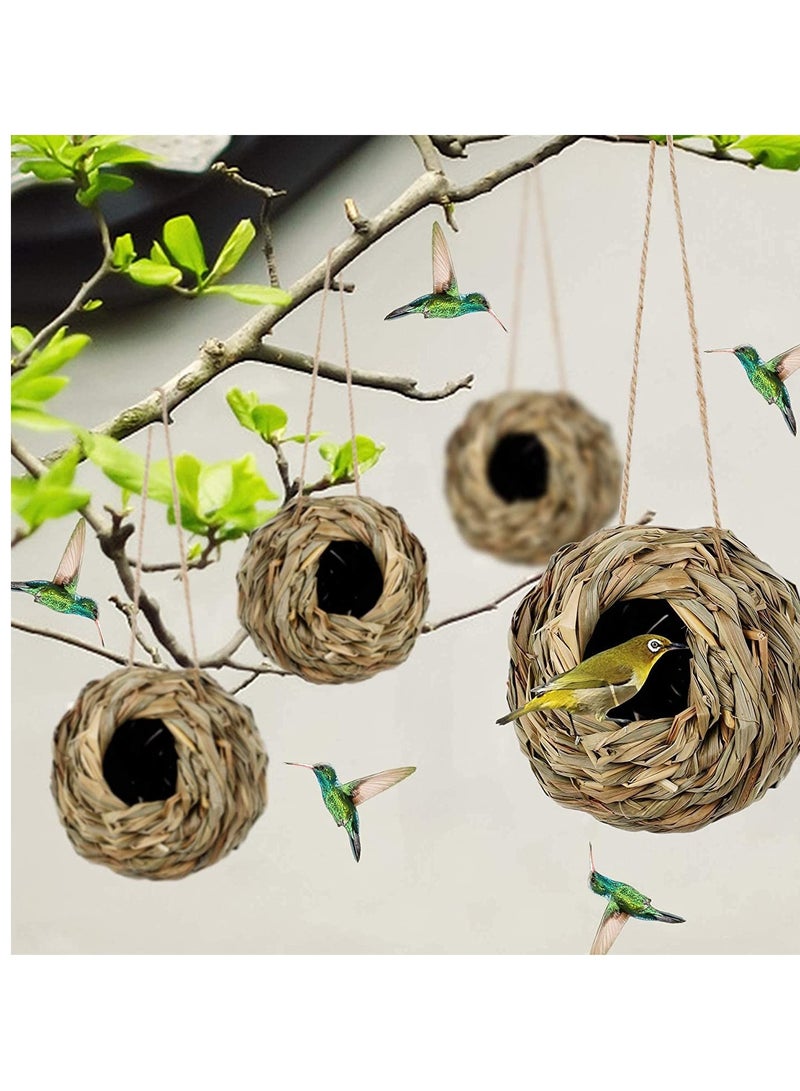 SYOSI Pack Hanging Hummingbird Nest House for Outside, Ball Shape, Hand Woven, Durable Sturdy, Made of Natural Grass, Perfect for Garden Patio Lawn Office Indoor - Image 2