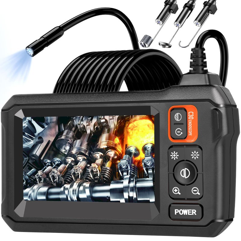 Daxiongmao Endoscope Camera with Light, Borescope Camera with 4.3" IPS Screen, 1920P HD with 8 LED Lights, 16.4FT Semi-Rigid Cord Bore Scope, Gadgets for Men & Tools for Men - Image 1