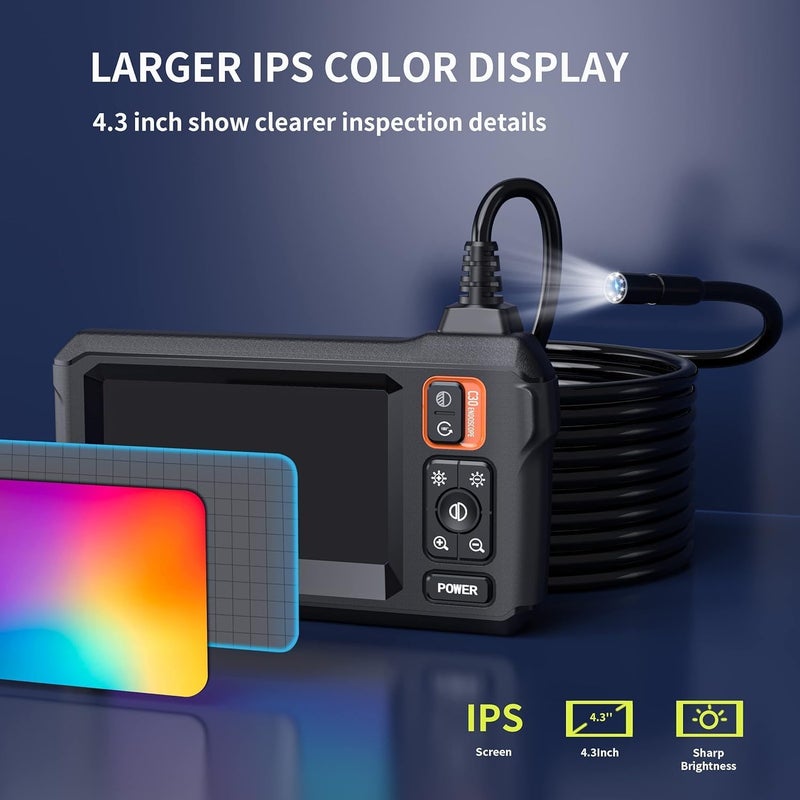 Daxiongmao Endoscope Camera with Light, Borescope Camera with 4.3" IPS Screen, 1920P HD with 8 LED Lights, 16.4FT Semi-Rigid Cord Bore Scope, Gadgets for Men & Tools for Men - Image 2
