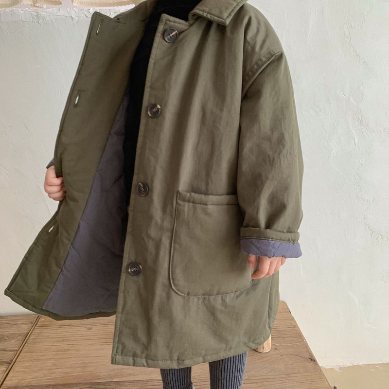 Winter Kids Cotton-Padded Jacket Korean Style 60003 Army Green 