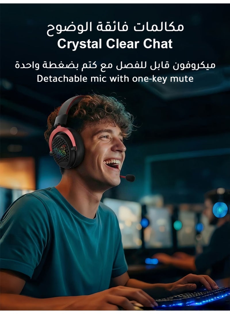 AMIJOY Wireless Gaming Headset with Mic, Gaming Headphones, 2.4GHz & Bluetooth & Wired Connection, 100H Battery, 20ms Low Latency, 7.1 Surround Sound, RGB Light, for PC PS5 PS4 Switch Mobile - Image 4