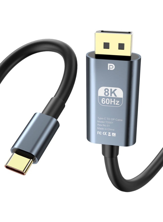 كابل USB-C إلى DisplayPort 1.4 – 8K@60Hz، 4K@240Hz، طول 1 متر، متوافق مع Thunderbolt 4/3، محول فيديو عالي السرعة لهواتف iPhone، MacBook، iPad، Mac Mini، Galaxy، XPS - Image 1