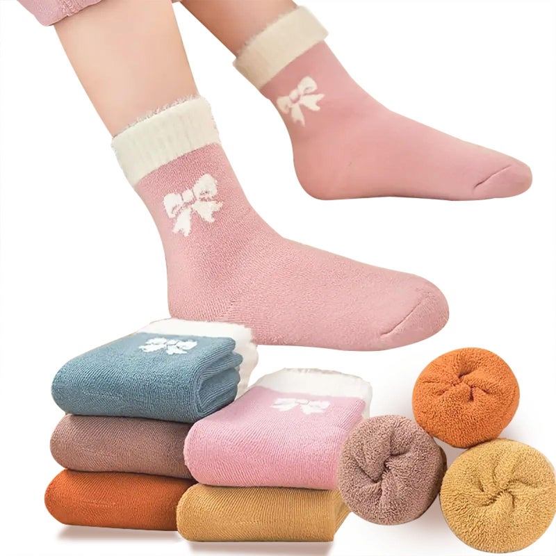 YINXIANJIN 5Packs Girls Kids Toddler Winter Socks Non Slip Fuzzy Thick Thermal Cozy Fluffy Crew Cabin Soft Warm Socks, Multi, 1-4T - Image 1