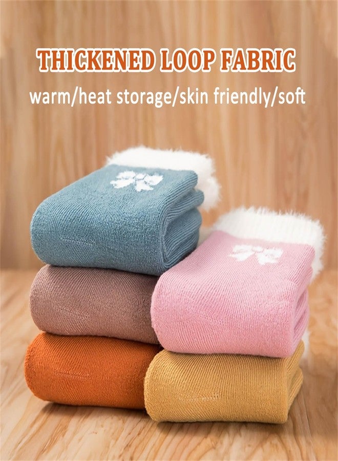 YINXIANJIN 5Packs Girls Kids Toddler Winter Socks Non Slip Fuzzy Thick Thermal Cozy Fluffy Crew Cabin Soft Warm Socks, Multi, 1-4T - Image 5