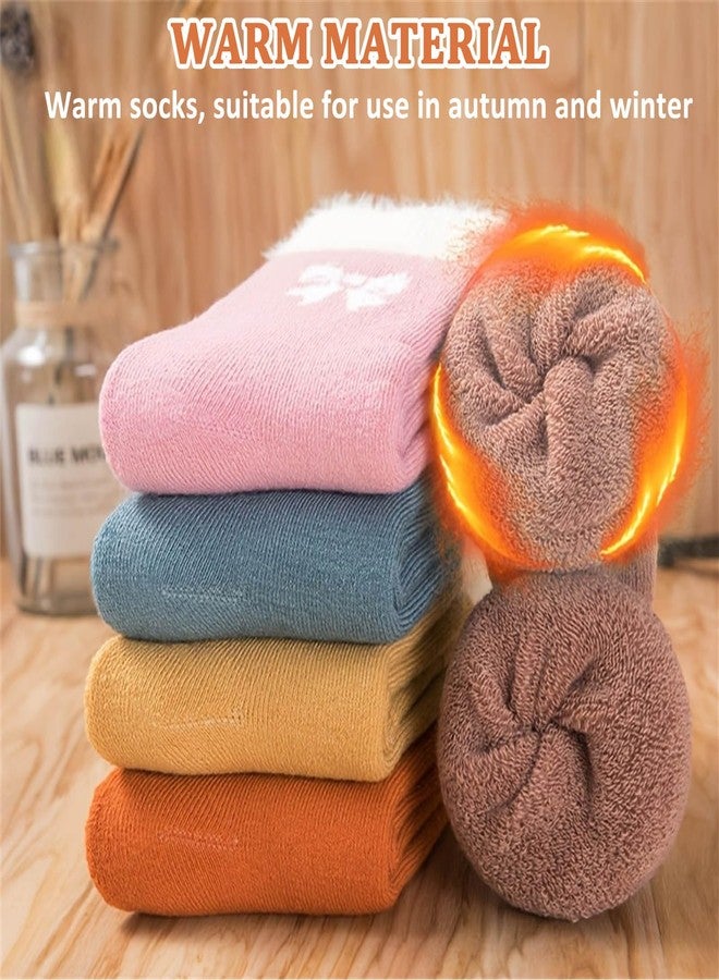 YINXIANJIN 5Packs Girls Kids Toddler Winter Socks Non Slip Fuzzy Thick Thermal Cozy Fluffy Crew Cabin Soft Warm Socks, Multi, 1-4T - Image 4
