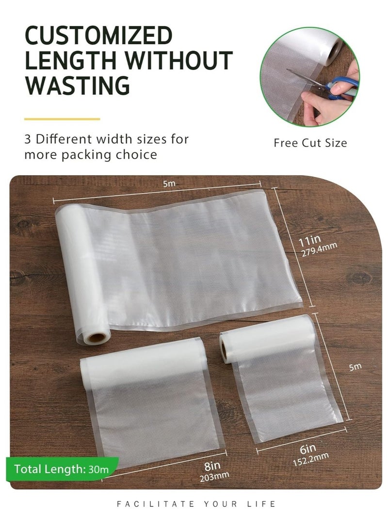SKY-TOUCH - 6pack Big vacuum Sealer Bags Thickened Puncture Prevention Food Saver BPA Free for Sous Vide cooking Mircowave Freezer Food Storage (15* 5m*2pcs，22 * 5m*2pcs, 28 * 5m*2pcs) - Image 1