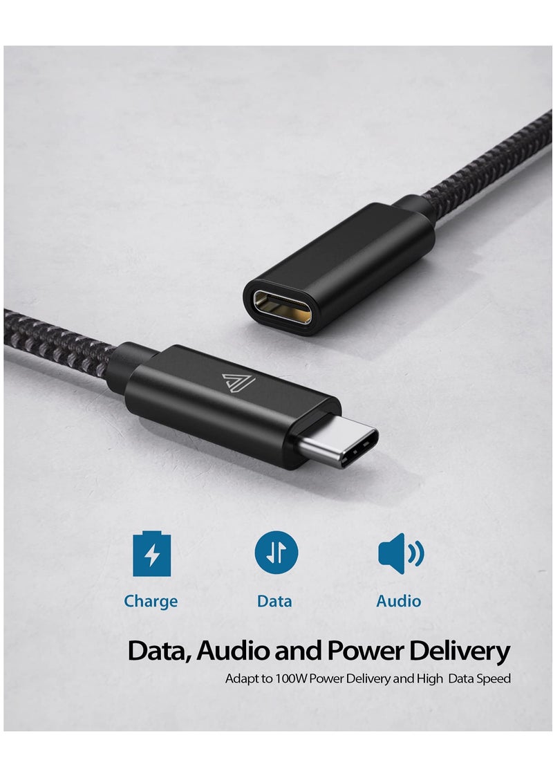 Faracent - Usb Type C Extension Cable 10ft Usb 3.1 5gbps Type C Male to Female Extension Charging and Sync Black - Image 1