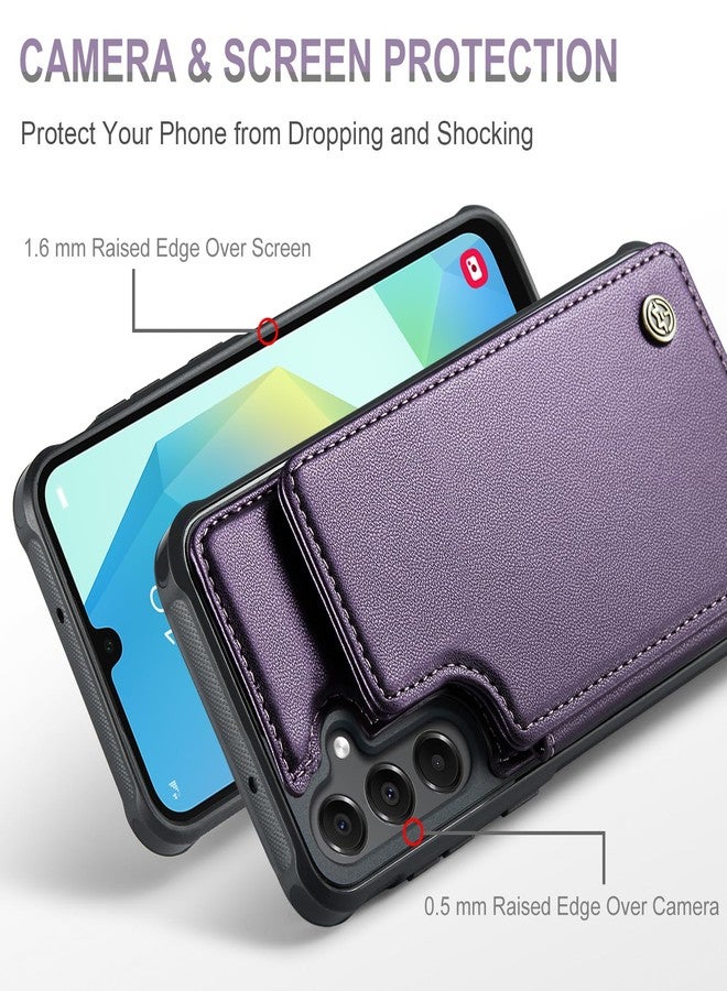 Vinich for Samsung Galaxy A16 Wallet Case with Card Holder, RFID Blocking Credit Slots Kickstand Shockproof Phone Cover for Women Men, Purple - Image 4