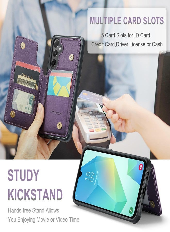 Vinich for Samsung Galaxy A16 Wallet Case with Card Holder, RFID Blocking Credit Slots Kickstand Shockproof Phone Cover for Women Men, Purple - Image 5