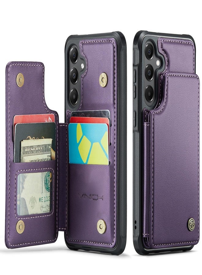 Vinich for Samsung Galaxy A16 Wallet Case with Card Holder, RFID Blocking Credit Slots Kickstand Shockproof Phone Cover for Women Men, Purple - Image 1
