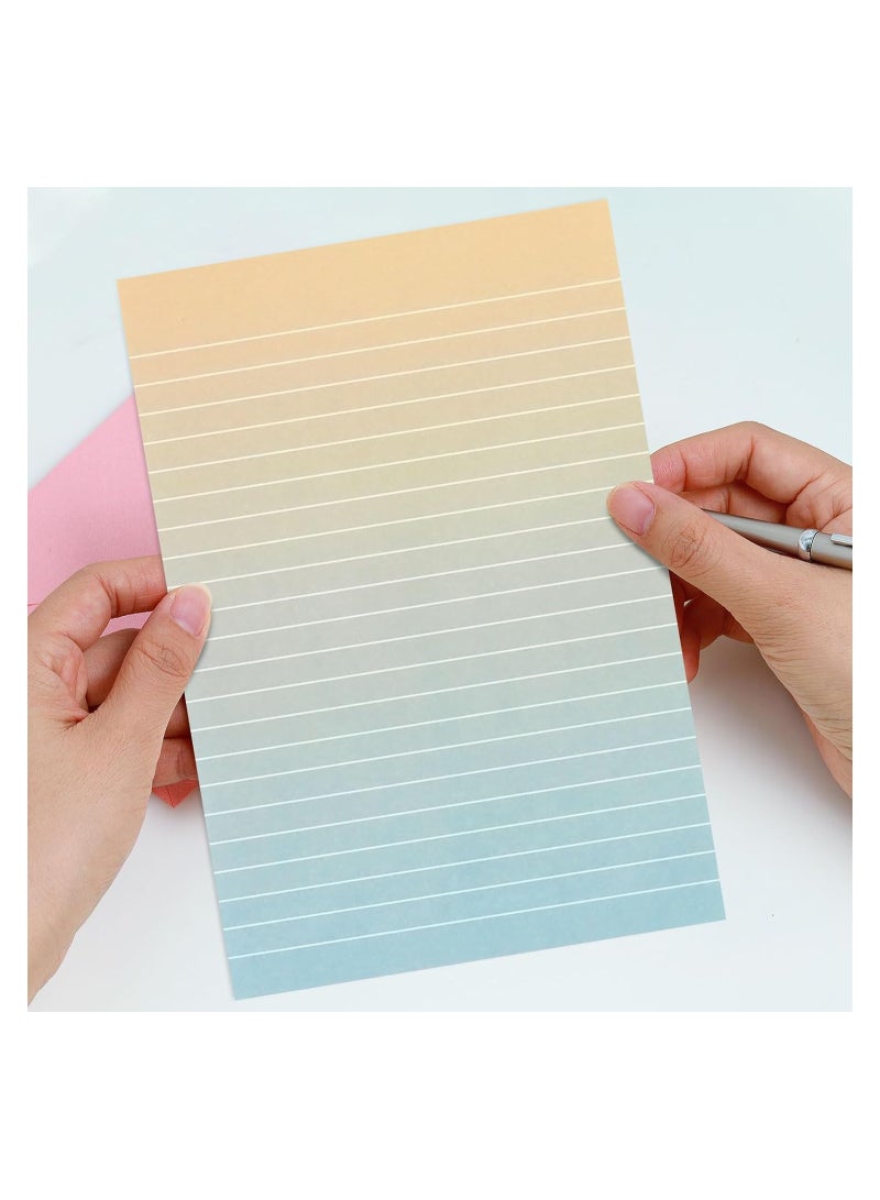 KASTWAVE Envelopes, Watercolor Stationery Set with Envelopes, 16 Lined Paper Sheets + 8 Envelopes, Gradient Colors Stationery Paper for Writing Letter Poems Invitations Best Wishes - Image 3