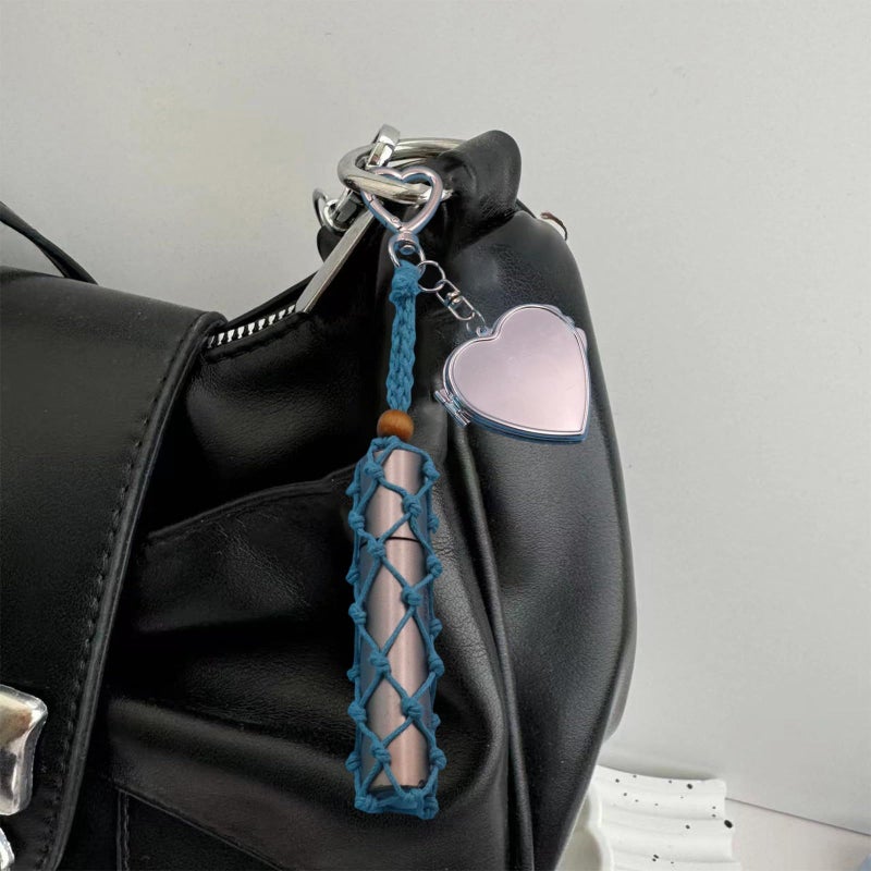 Handmade Macrame Keychain Pendant Vintage Design Waxed Cord Bag Charm Accessory Pink - Image 5