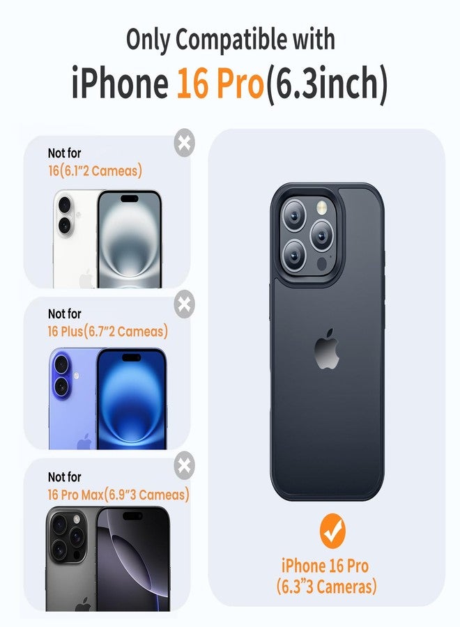 جراب Yriklso لهاتف iPhone 16 Pro، مقاوم للصدمات، حماية من السقوط بمعايير عسكرية، جراب خلفي صلب رفيع وشفاف لهاتف iPhone 16 Pro مقاس 6.3 بوصة، أسود - Image 2