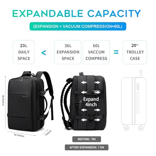 BANGE Air Vacuum Backpack with Pump,Seal Air Packing Vacuum System Compression with Anti Theft Lock, Expandable Large Capacity Backpack for Travel… - Image 5