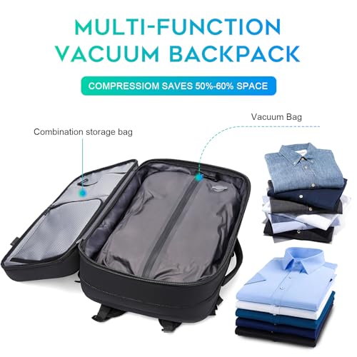 BANGE Air Vacuum Backpack with Pump,Seal Air Packing Vacuum System Compression with Anti Theft Lock, Expandable Large Capacity Backpack for Travel… - Image 3