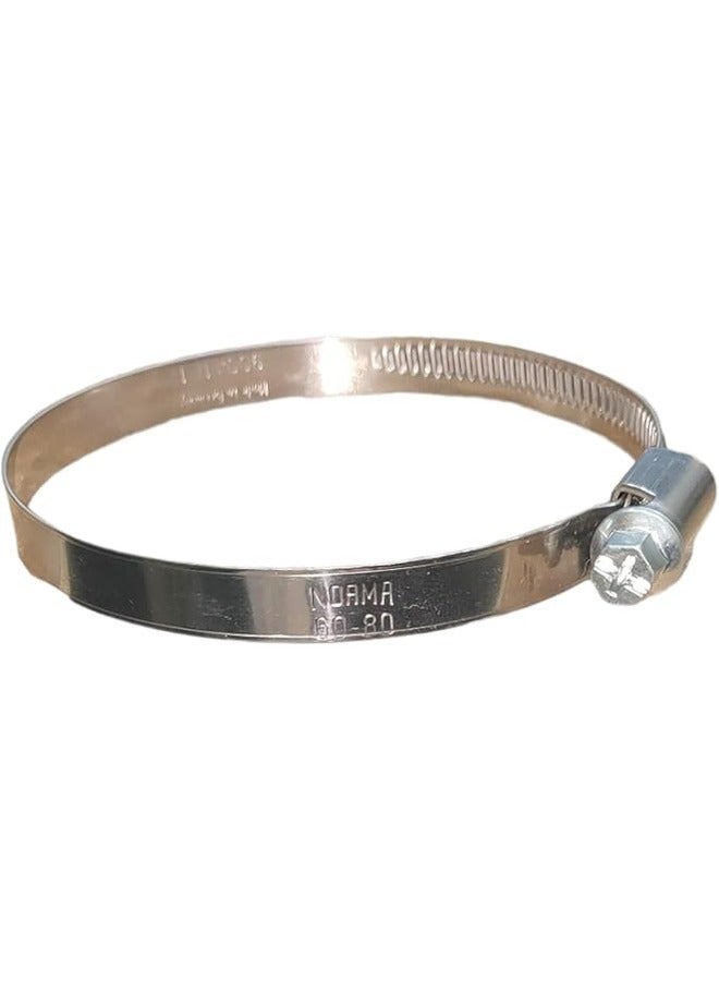 Generic NORAMA "Stainless Steel Hose Clamps for Hose Pipes, a Variety of Worm Gear Hose Clamps Large Adjustable Hose Clamps siz 60-80 5 pice - Image 1