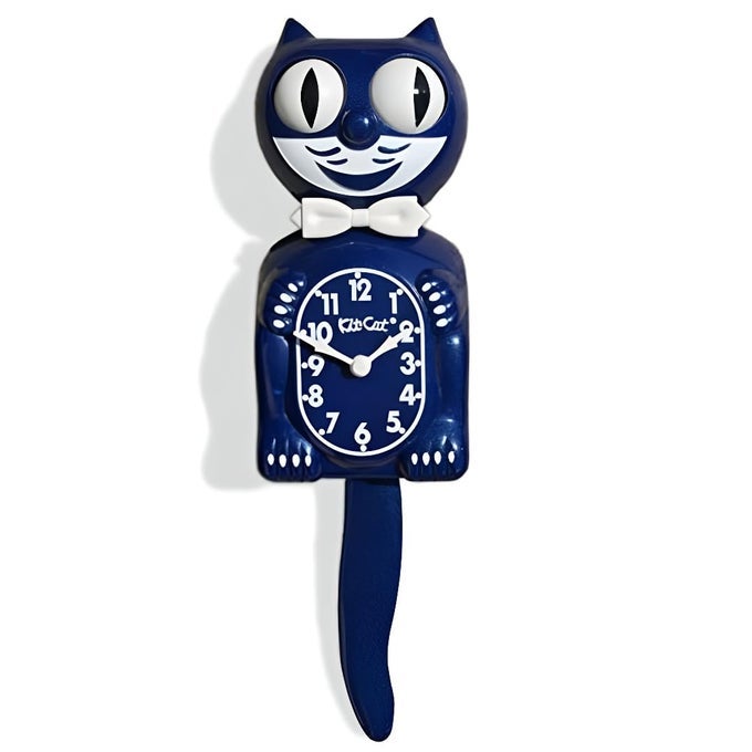 KITCAT KLOCK LIMITED EDITION GALAXY BLUE ICONIC RETRO CAT CLOCK WITH MOVING EYES AND TAIL BATTERY OPERATED WALL CLOCK MADE IN USA PERFECT FOR HOME DECOR MID CENTURY MODERN CLOCK UNIQUE GIFT