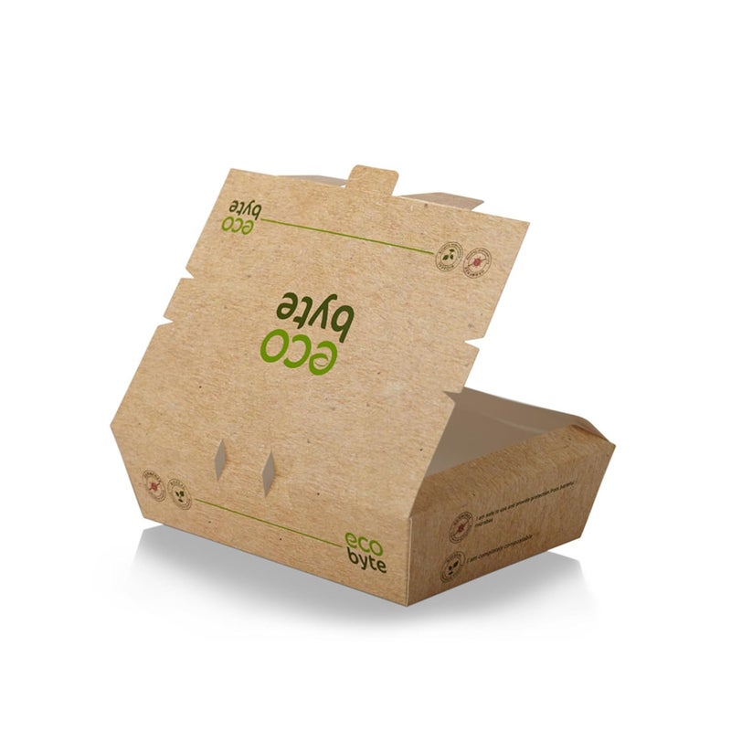 Ecobyte ITC Clamshell Lunch Box 750 ml Pack of 25 Disposable GermFree Takeaway Container PlasticFree wCompostable BioSeal Coating Oil Grease Resistant Biodegradable Food Container - Image 3