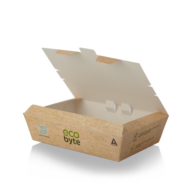 Ecobyte ITC Clamshell Lunch Box 750 ml Pack of 25 Disposable GermFree Takeaway Container PlasticFree wCompostable BioSeal Coating Oil Grease Resistant Biodegradable Food Container - Image 2