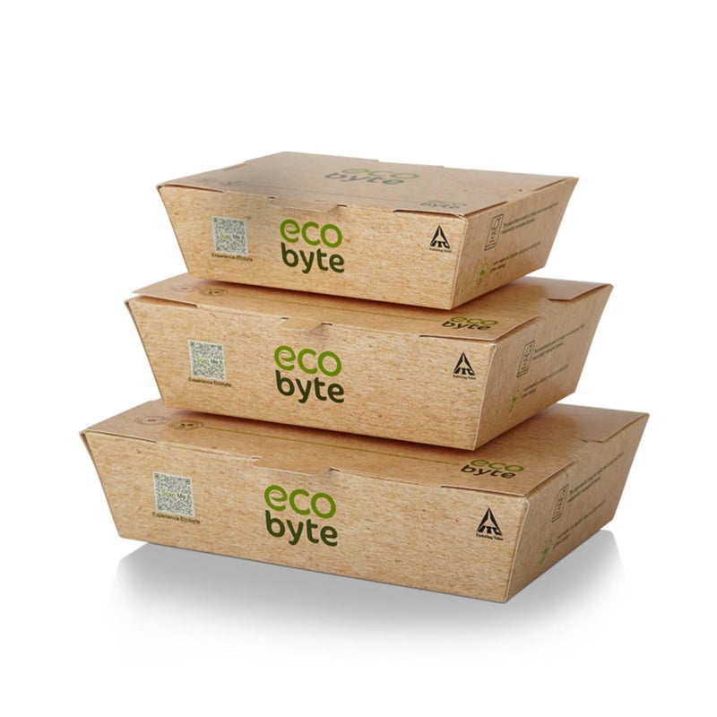 Ecobyte ITC Clamshell Lunch Box 750 ml Pack of 25 Disposable GermFree Takeaway Container PlasticFree wCompostable BioSeal Coating Oil Grease Resistant Biodegradable Food Container - Image 5