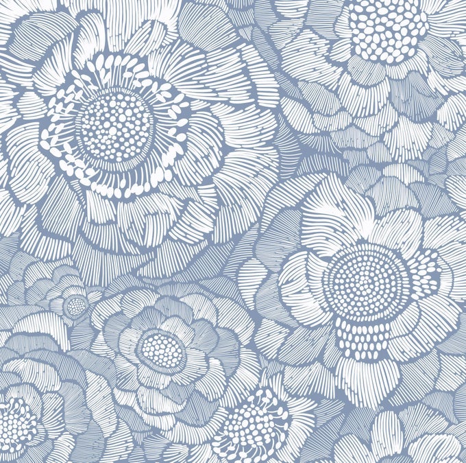 FLORAL PEEL AND STICK WALLPAPER BLUE FLOWER CONTACT PAPER MODERN WALL PAPER SELF ADHESIVE REMOVABLE FOR BEDROOM BATHROOM LIVING ROOM CABINETS 173 X 787