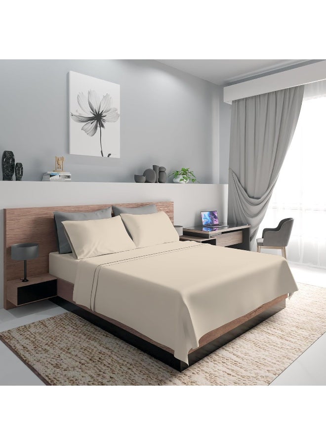 SLEEP RX 100% Cotton Sheet Set for Full Size Bed, Soft & Silky Highly Durable Graphene Infused Sateen Sheet Set Sand - Image 5