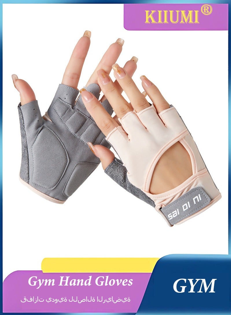 KIIUMI Workout Gloves for Women,Breathable Fitness Gloves For Weightlifting In Gym,Anti-skid and Wear-resistant,Adjustable Velcro Strap,For Fitness,Cycling （Pink）， M - Image 1