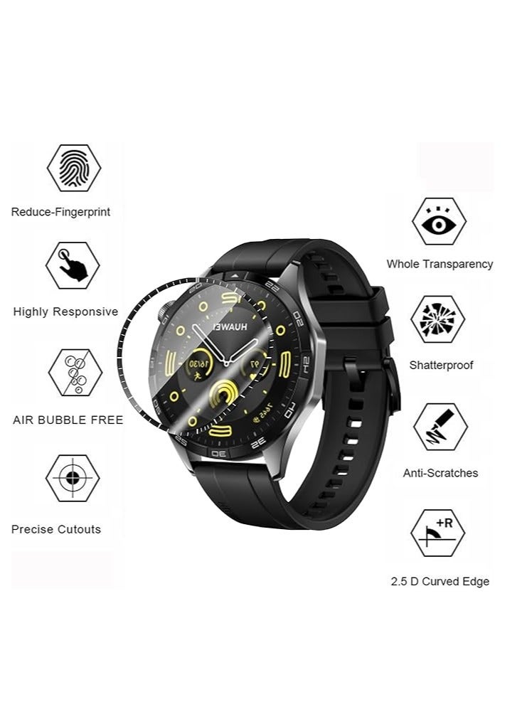 Screen Protectors Compatible With Huawei Watch GT 4 46 Mm, 3D Full Screen Protector, Anti-Scratch/Bubble/Fingerprint, HD Screen Protector - Image 2
