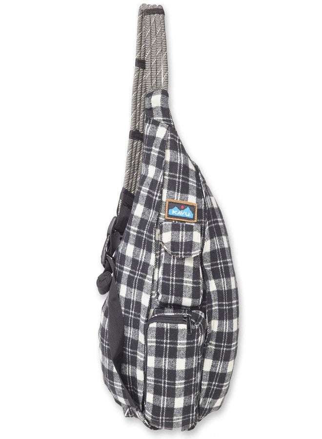 KAVU Plaid Rope Sling Bag Crossbody Backpack with Adjustable Shoulder Strap - Oatmeal - Image 1