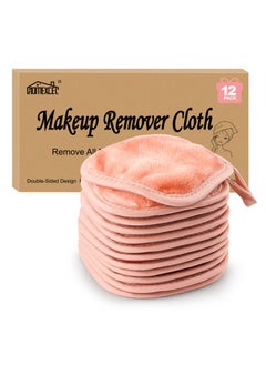 HOMEXCEL HOMEXCEL Makeup Remover Cloth 12 Pack, Reusable Makeup Remover Pads, Washable Ultra Soft Facial Cleansing Cloths For All Skin Types, 5 X 5 In, Pink 