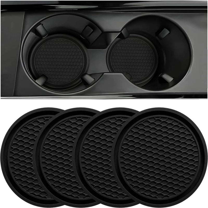 ZSDY Car Cup Coaster 4PCS Universal Auto NonSlip Cup Holder Embedded in Ornaments Silicone Coaster Car Interior Accessories Sets Black - Image 2