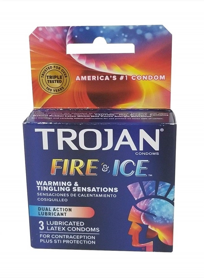 Trojan Pleasure Fire & ICE Dual Action Ultrasmooth Lubricated Premium Latex Condoms - 12 Packs 3 Condoms in Each Pack (36 Condoms Total) - Image 1