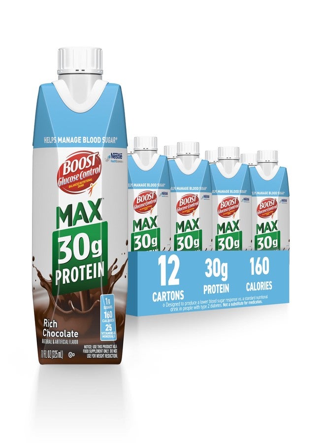 BOOST Glucose Control Max 30g Protein Nutritional Drink, Rich Chocolate, 11 Fl Oz (Pack of 12), Packaging May Vary - Image 1