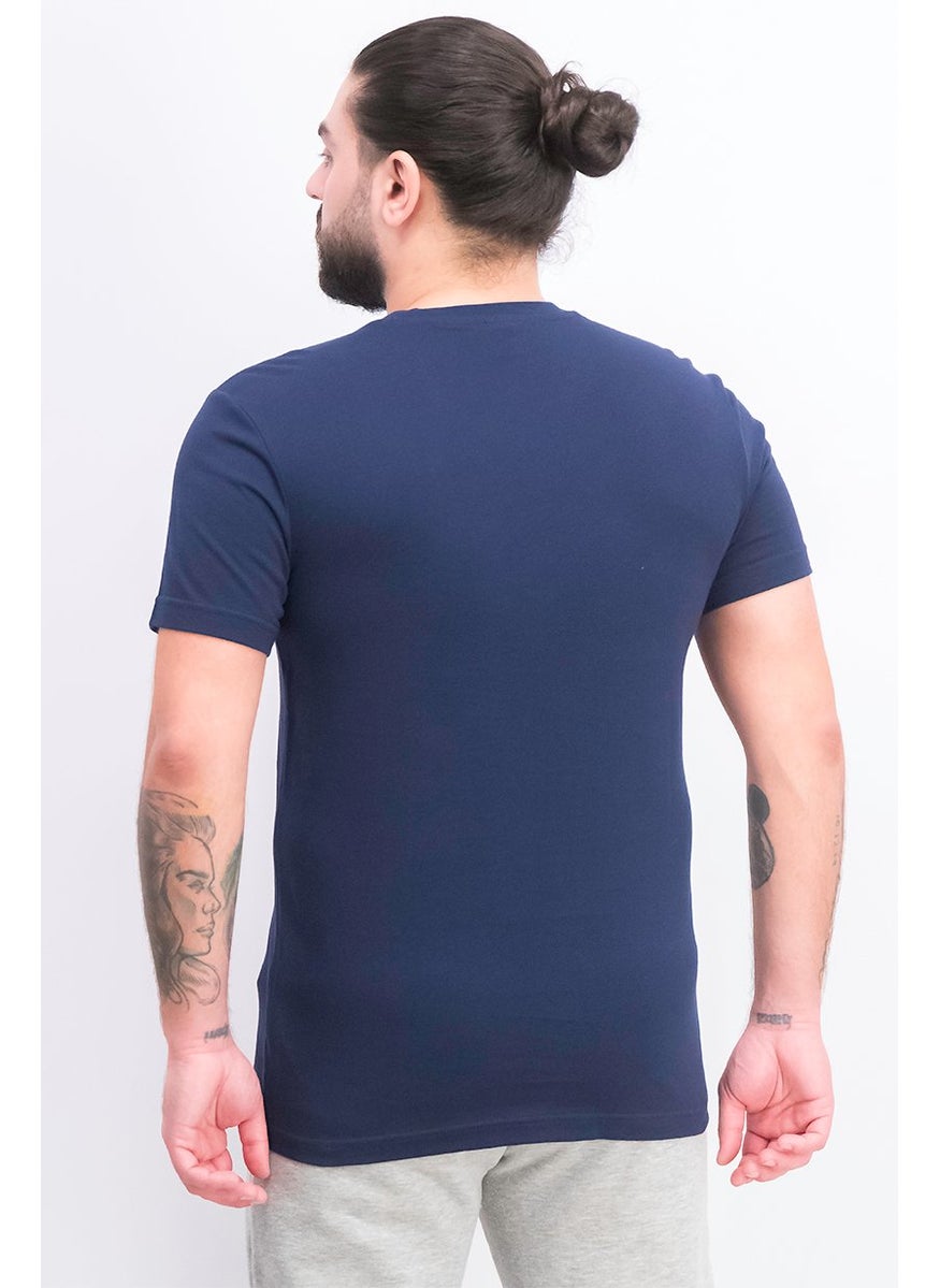 Reebok Men Crew Neck Embroidered Logo Short Sleeve T-shirt, Navy  - Image 3