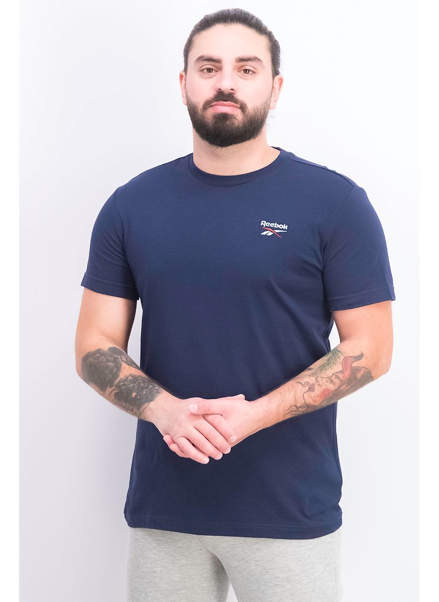 Reebok Men Crew Neck Embroidered Logo Short Sleeve T-shirt, Navy  - Image 1