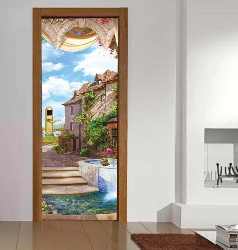 Decor Production Door Wallpaper | Strong PVC Material Decorative Sticker | Wallpaper for Home Doors/Almirah, Home Decor Items etc (Self Adhesive Door Deca, 30x76 Inch)_03 - Image 2
