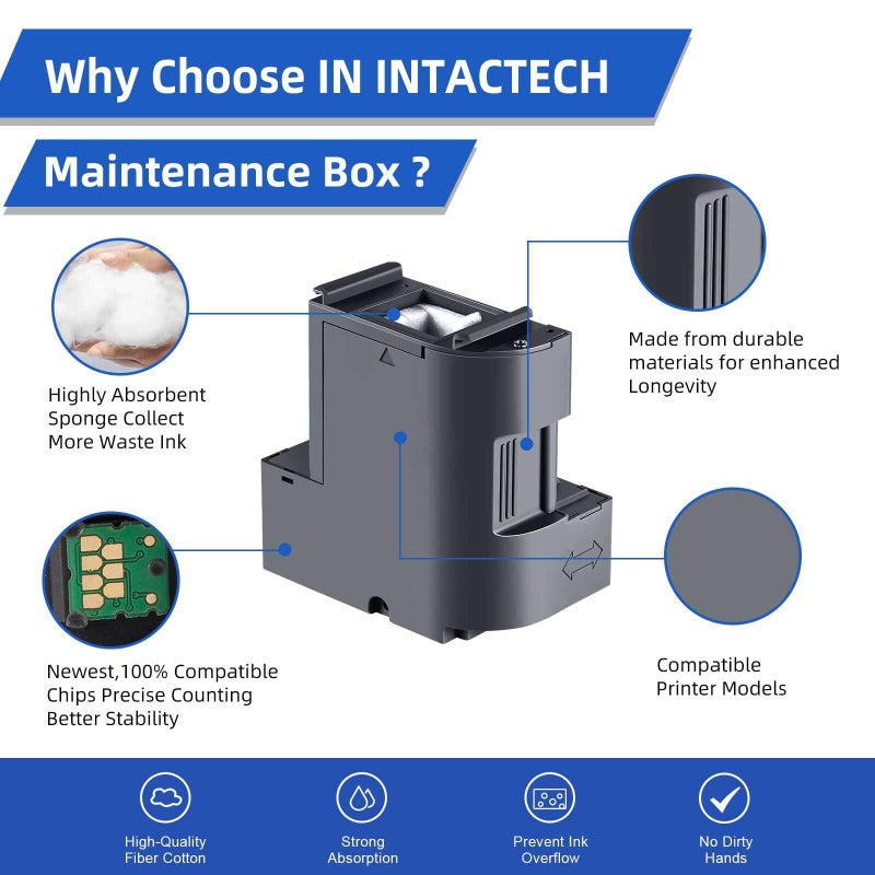 IN INTACTECH Ink Maintenance Box Tank for ET-15000 ET-3750 ET-4750 ET-4760 ET-3760 ET-4850 ET-3850 ET-3710 ET-3830 WF-2860 (1 Pack) - Image 3