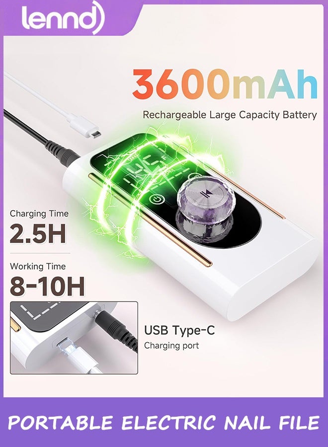 LENND Nail Drill, Portable Electric Nail File 45000RPM, Rechargeable Nail Drill Professional with Bits & Base, for Acrylic Gel Nails, E-File Machine, Manicure Polishing, for Salon Home - Image 5