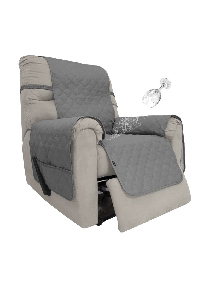 Easy-Going EasyGoing Sofa Slipcover Waterproof Recliner Chair Cover NonSlip Fabric Couch Cover for Living Room Washable Furniture Protector for Pets Kids Children Dog Cat Recliner Gray 23 