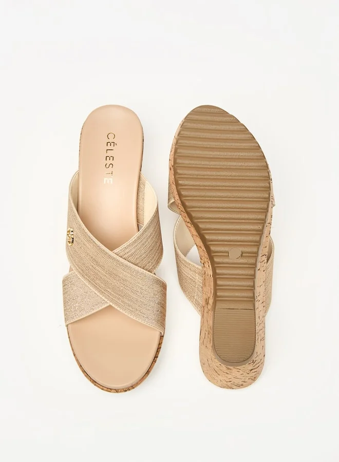 Celeste Women's Textured Slip-On Sandals with Wedge Heels