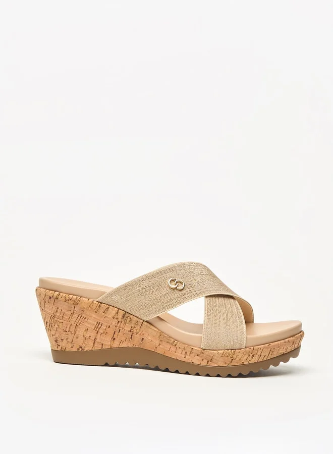 Celeste Women's Textured Slip-On Sandals with Wedge Heels
