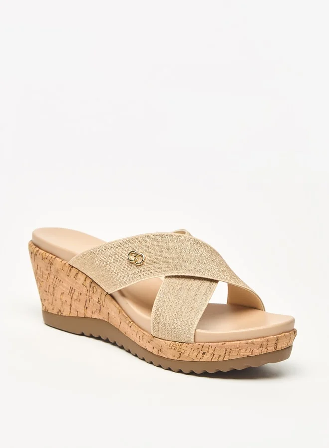 Celeste Women's Textured Slip-On Sandals with Wedge Heels