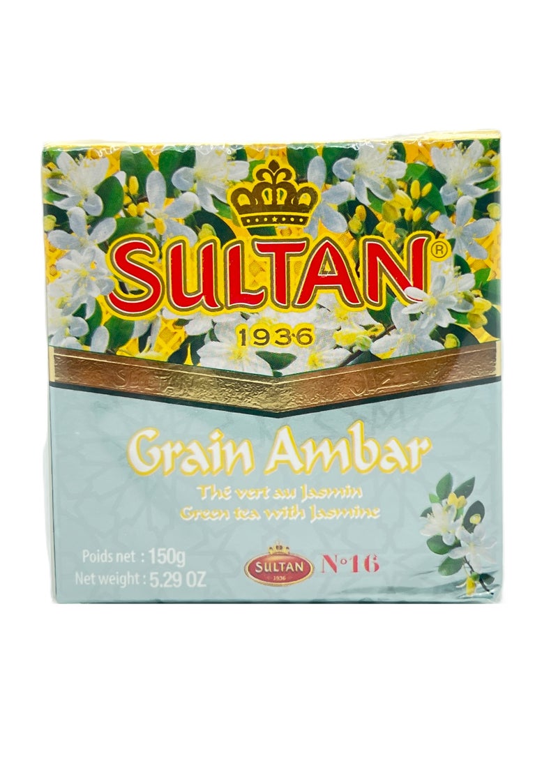 سلطان شاي سلطان جرين العنبر الأخضر بالياسمين 150 جرام - Image 1
